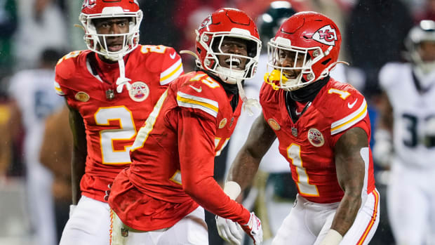 Kansas City Chiefs wide receiver Kadarius Toney and running back Jerick McKinnon